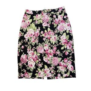 Anthropology Floral Fitted Skirt Womens M Dark Academia Gothic Rose Textured
